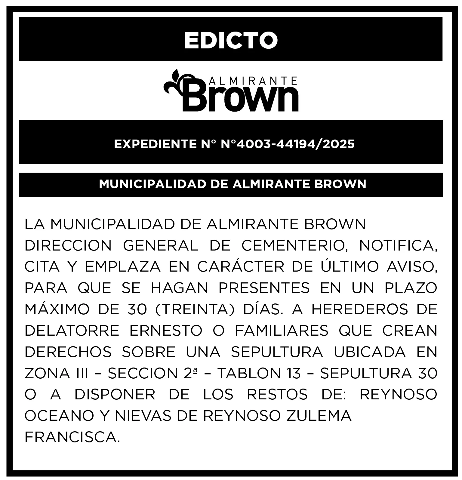 EDICTOS ALMIRANTE BROWN