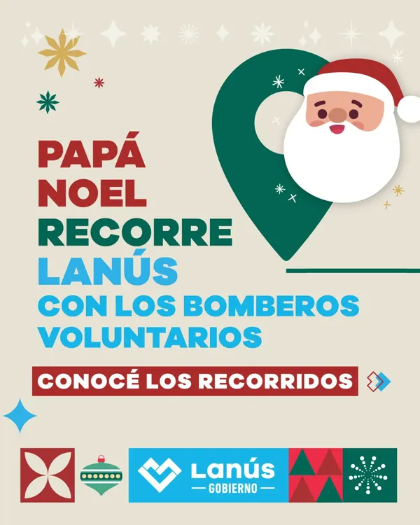 Papá Noel recorre Lanús con los Bomberos Voluntarios, en vísperas de Navidad (5)